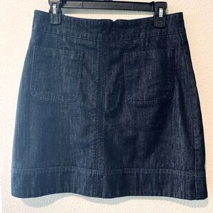 Boden Dark Wash Denim Mini Skirt Zippered with Pockets